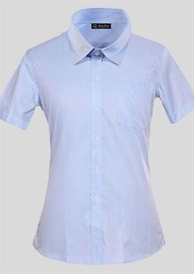 藍(lán)色標(biāo)準(zhǔn)領(lǐng)女士短袖襯衫